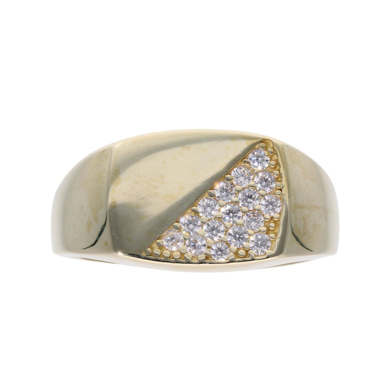 9ct Yellow Gold Cubic Zirconia Signet Ring