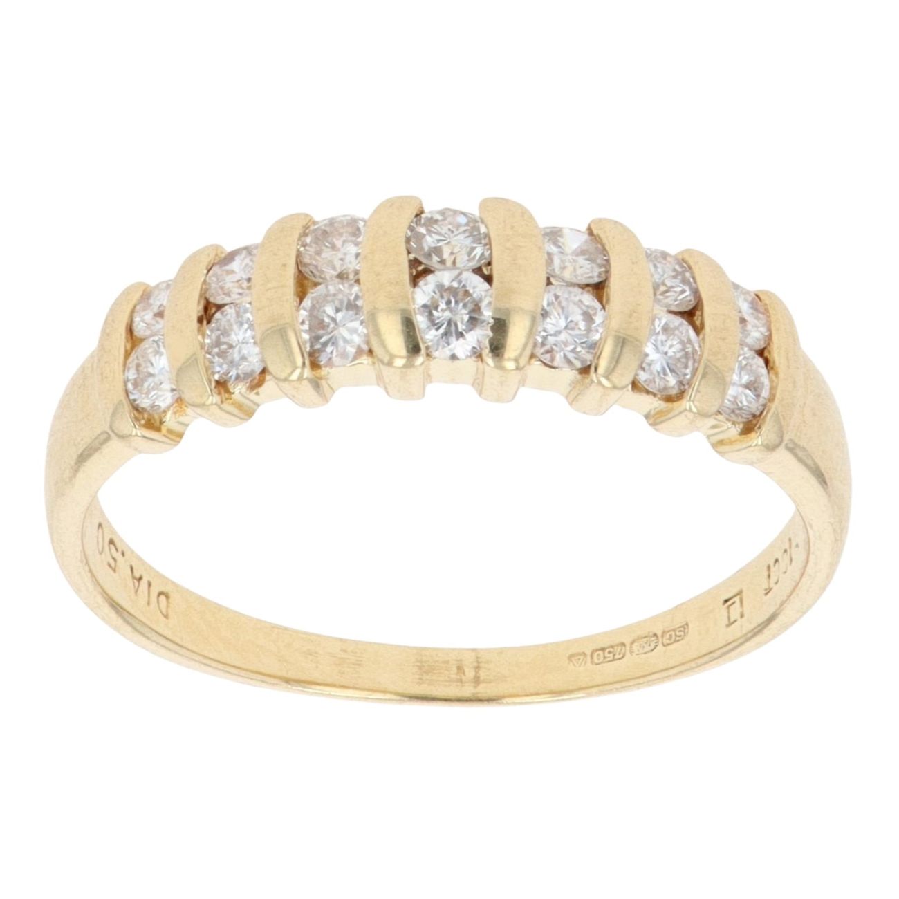 9ct Yellow Gold 0.50ct Brilliant Cut Diamond Two Row Ring