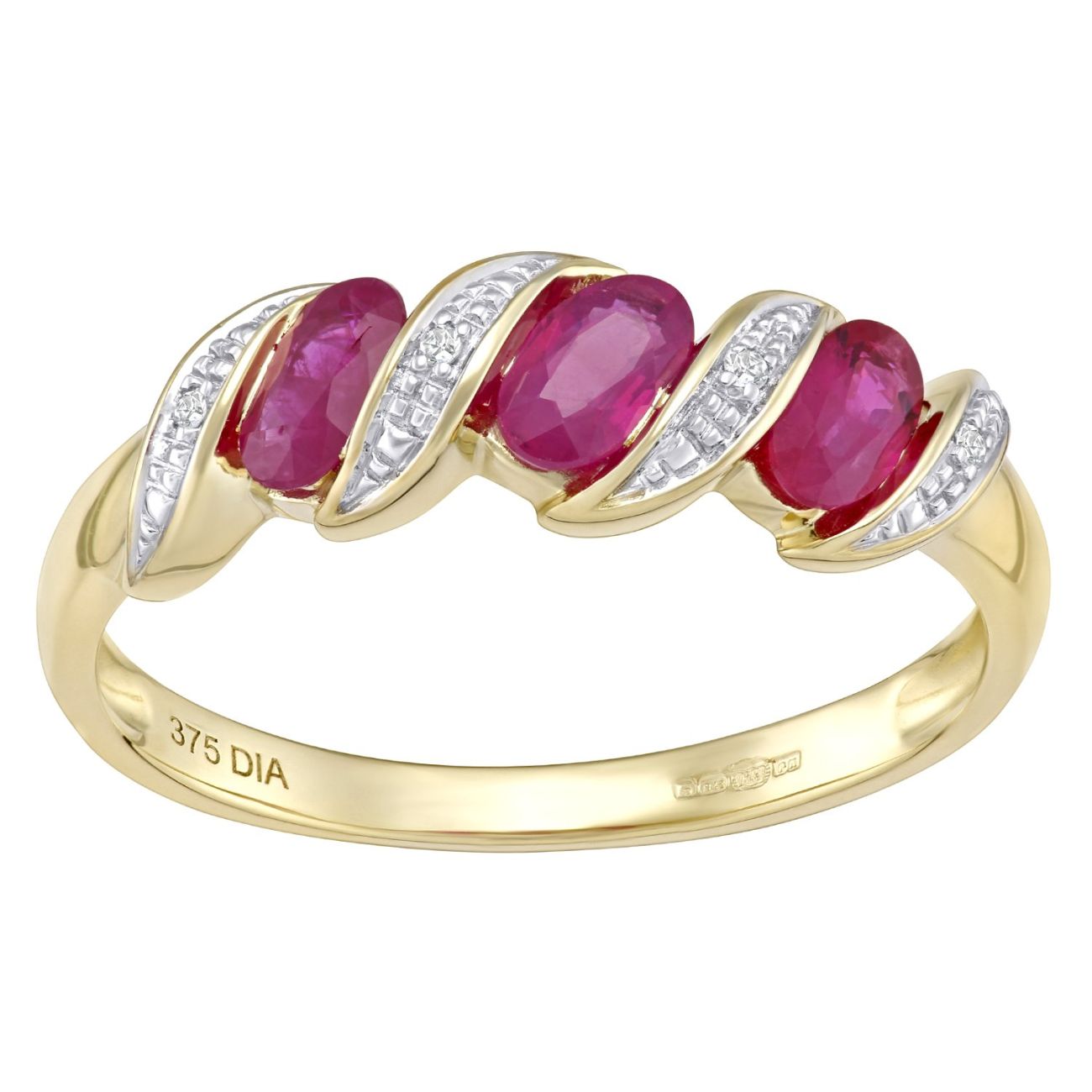9ct Yellow Gold Diamond and Ruby Dress Ring