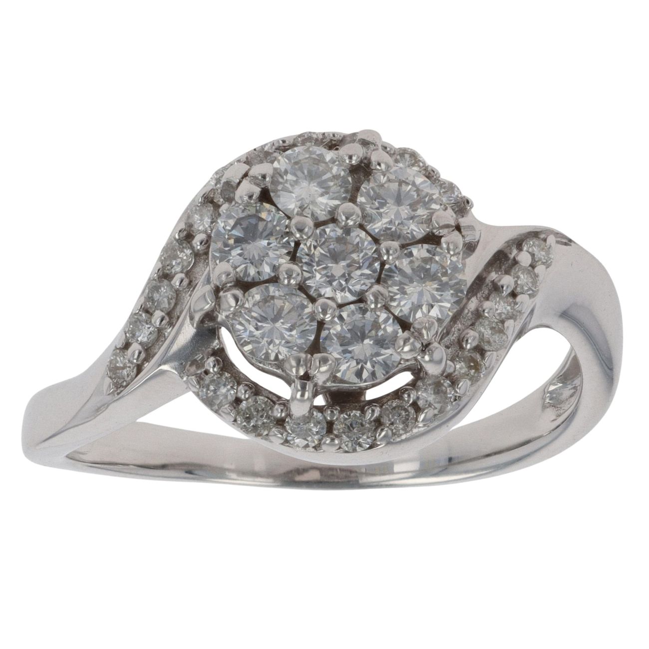 18ct White Gold 1.00ct Brilliant Cut Diamond Cluster Ring