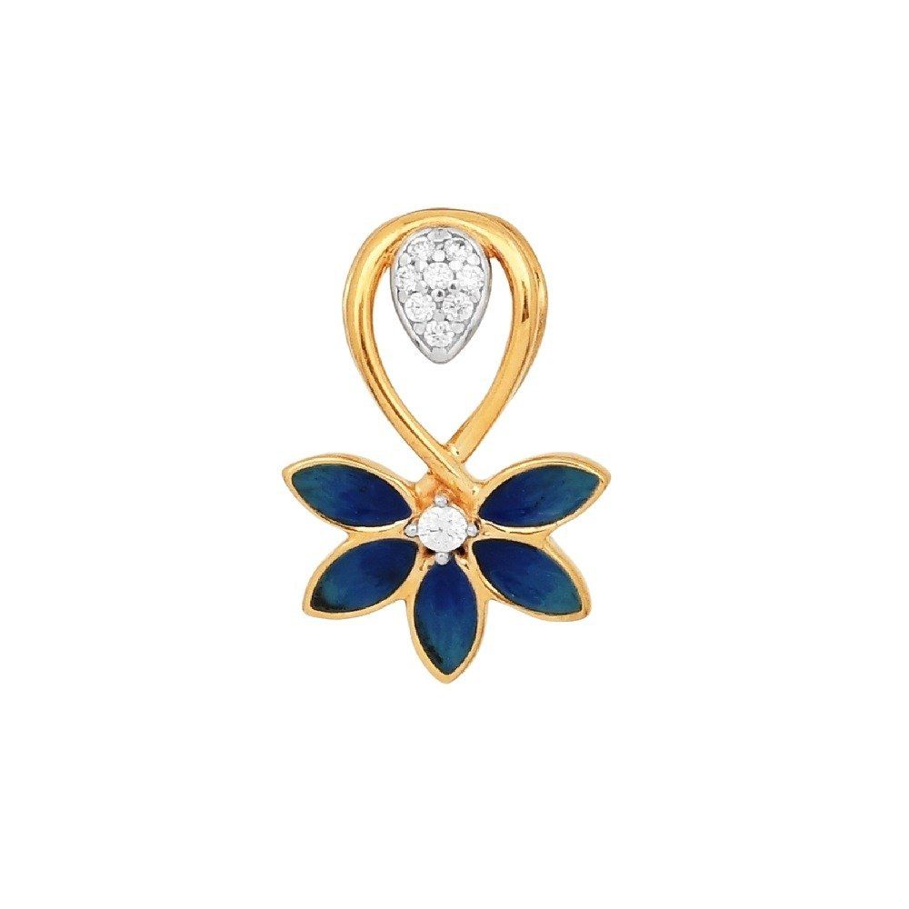22ct Yellow Gold Cubic Zirconia Stone Pendant with enamel