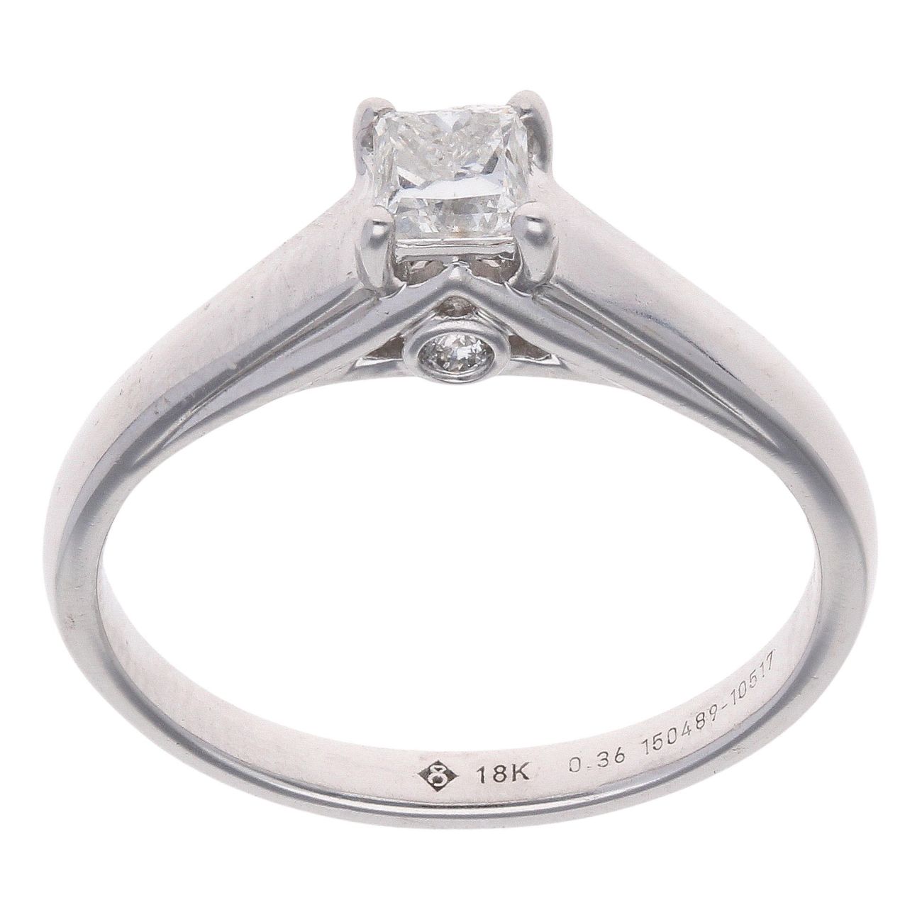 18ct White Gold 0.36ct Princess Cut Diamond Solitaire Ring