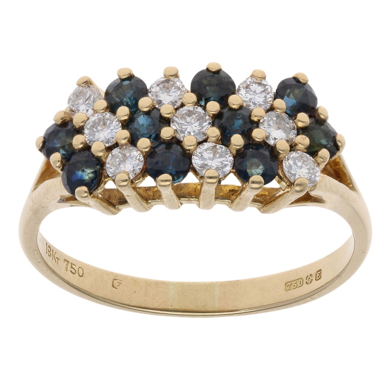 18ct Yellow Gold 0.25ct Diamond And Sapphire Cluster Ring