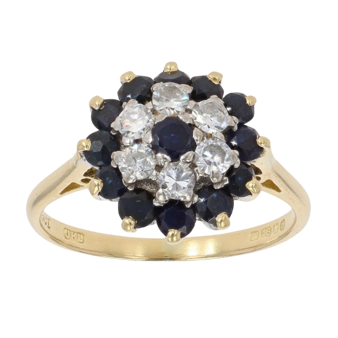 18ct Yellow Gold 0.35ct Diamond And Sapphire Cluster Ring