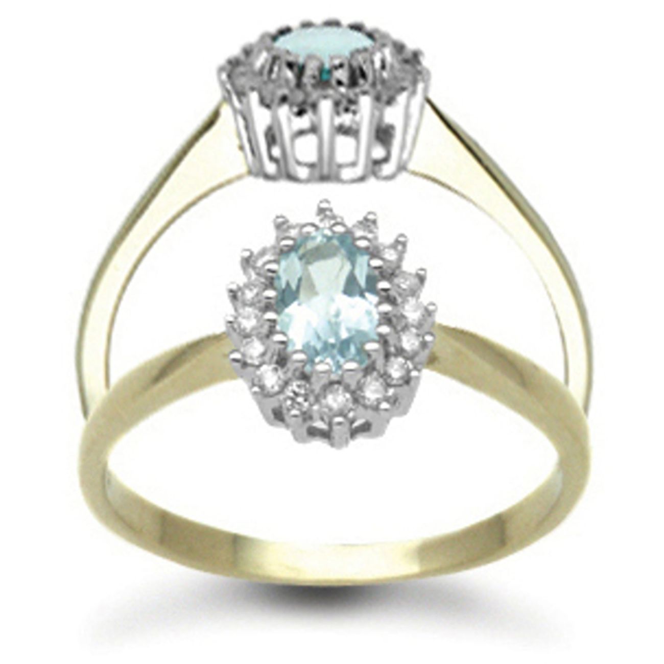9 Carat Yellow Gold 12pts Diamond & Blue Topaz Ring