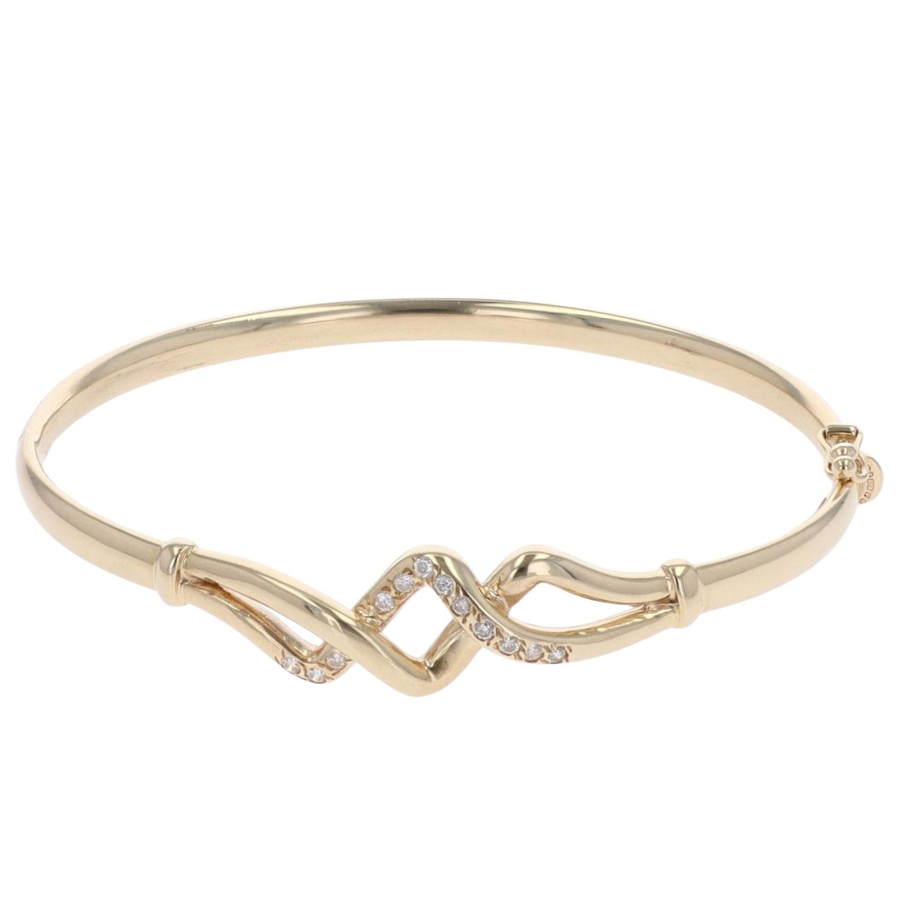 9ct Yellow Gold Cubic Zirconia Crossover Bangle