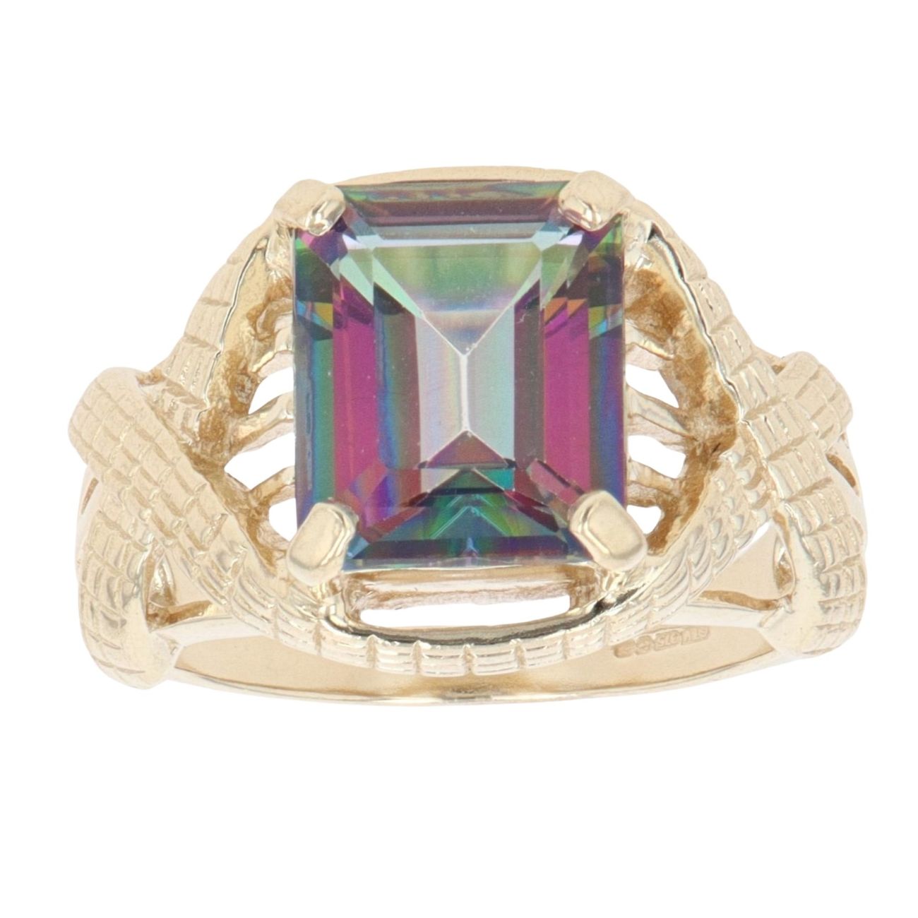9ct Yellow Gold Mystic Topaz Solitaire Ring