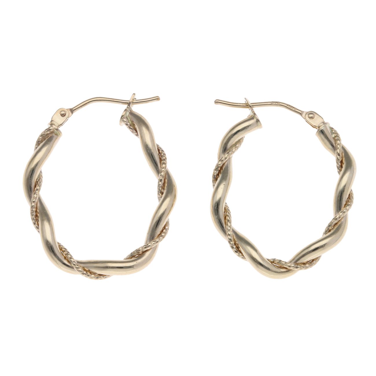 9ct Yellow Gold Twisted Oval Hoop Earrings