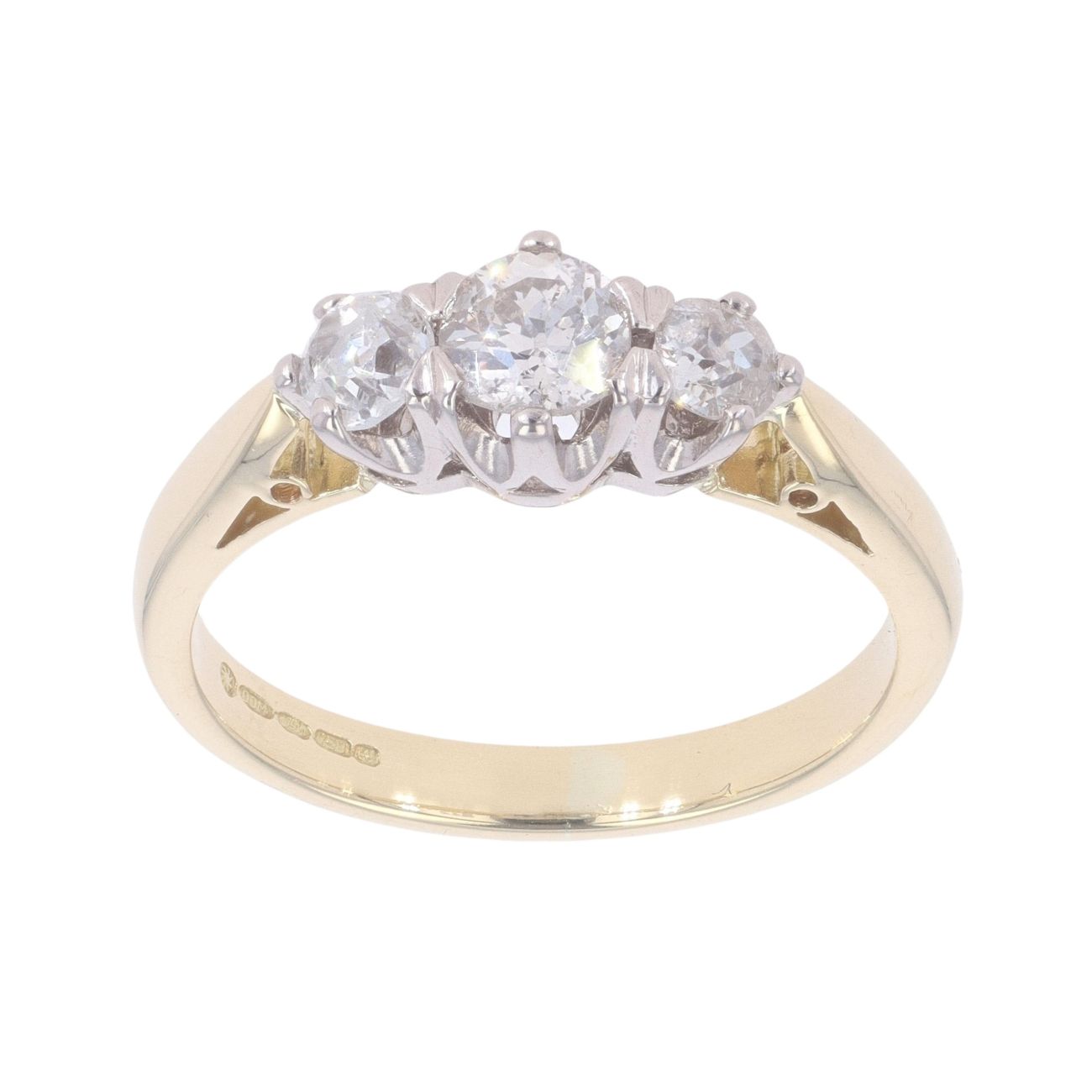 18ct Yellow Gold 0.65ct Diamond Trilogy Ring