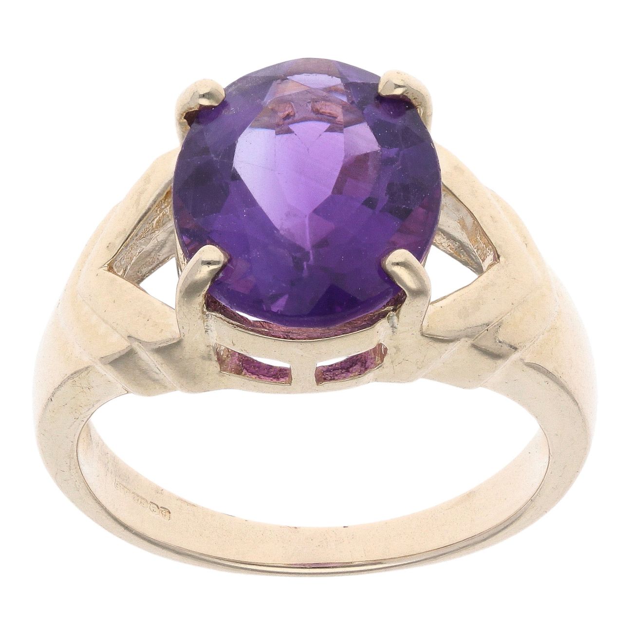 9ct Yellow Gold Purple Gemstone Solitaire Ring