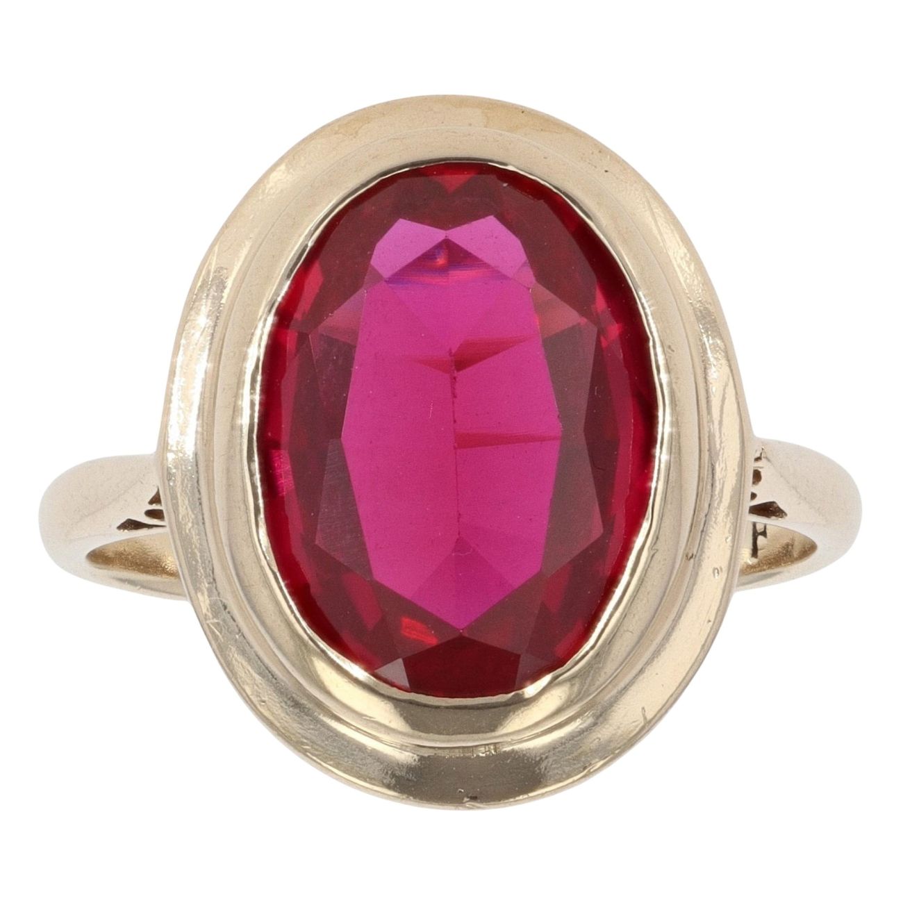 9ct Yellow Gold Created Ruby Solitaire Ring