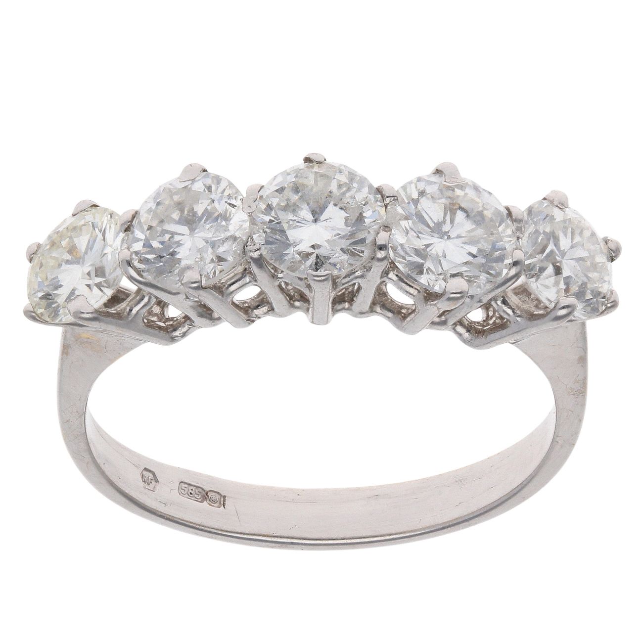 14ct White Gold 2.50ct Diamond Five Stone Ring