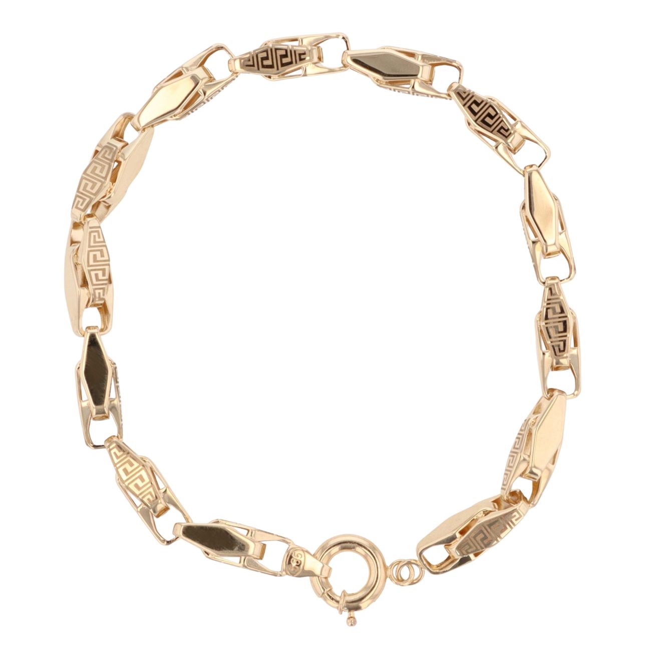 14ct Yellow Gold Greek Key Fancy Bracelet 8.5"