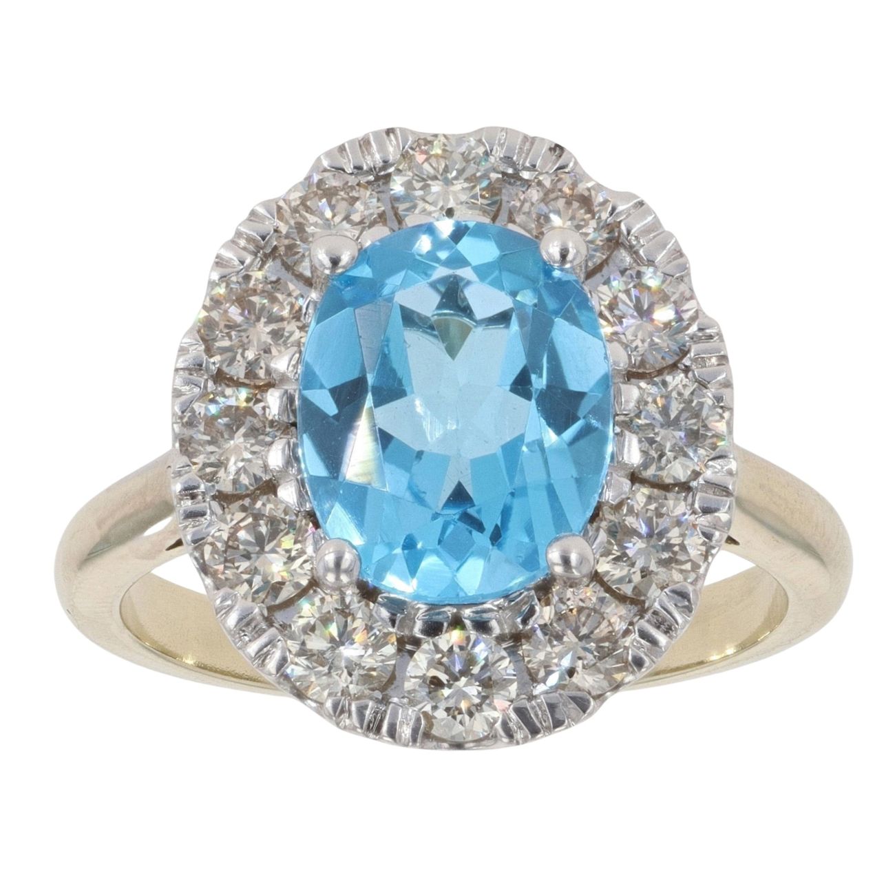 9ct Yellow Gold 1.00ct Diamond and Topaz Cluster Ring