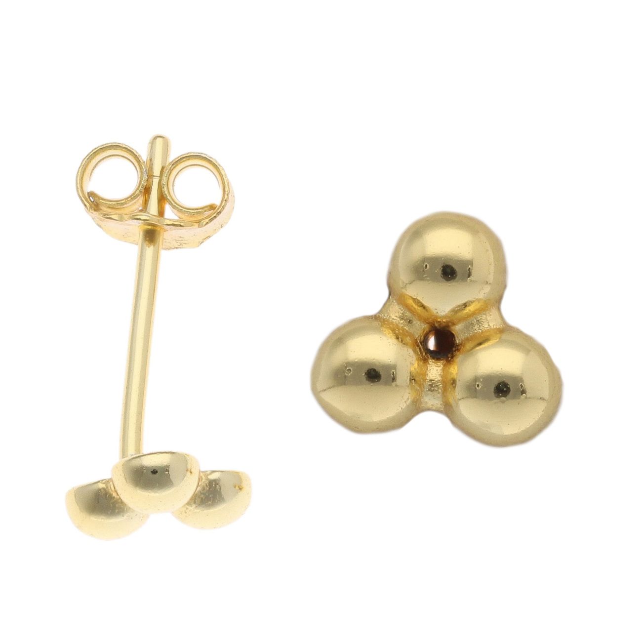 Silver Gold Plated Three Dot Stud Earrings