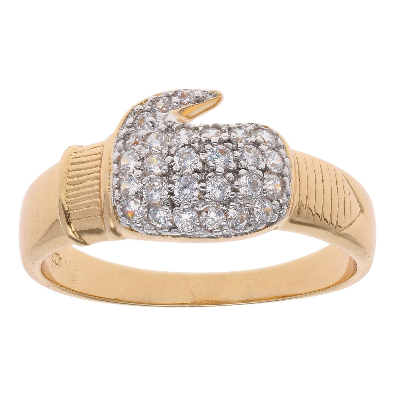 Silver Gold Plated Cubic Zirconia Boxing Glove Ring