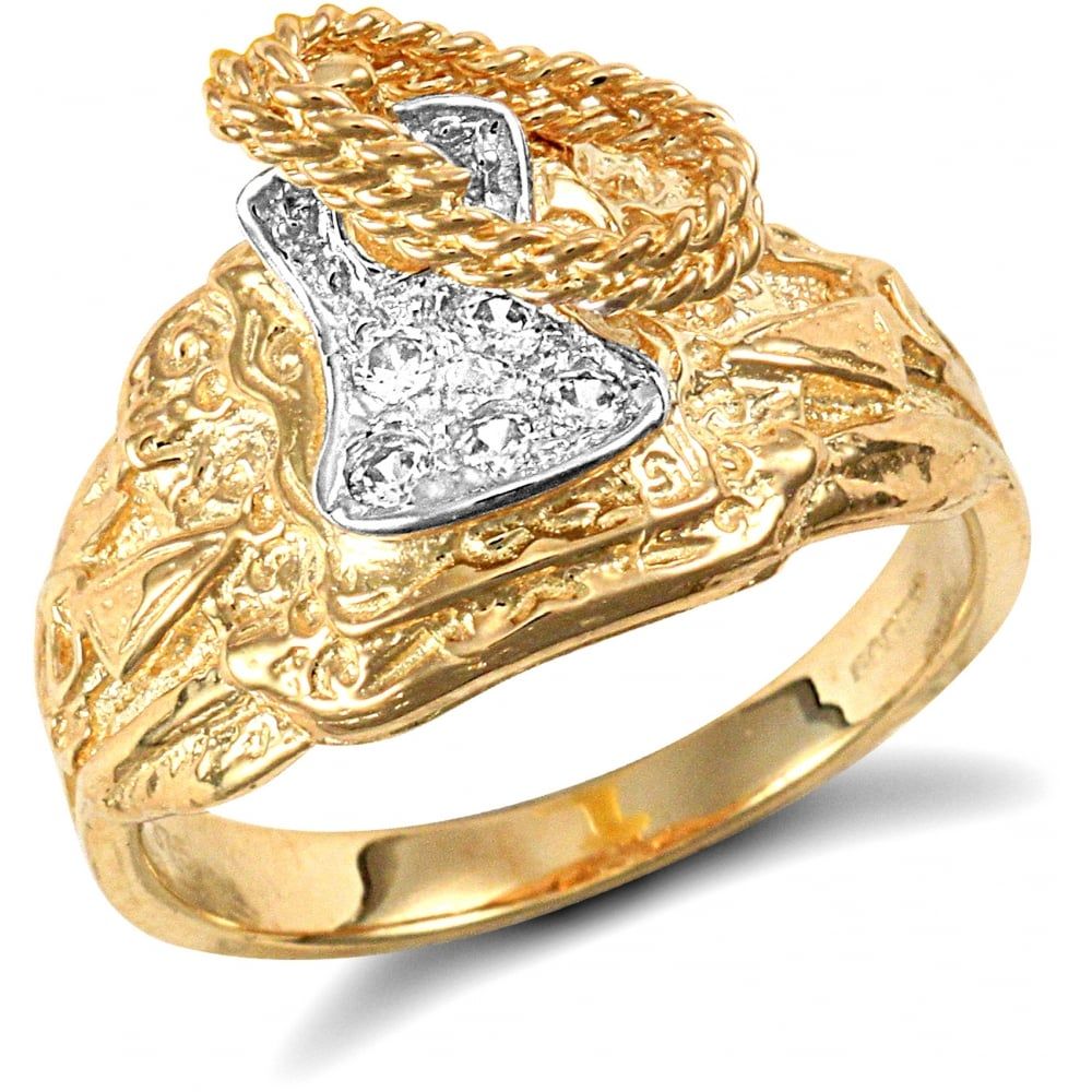 9ct Yellow Gold Cubic Zirconia Saddle Ring