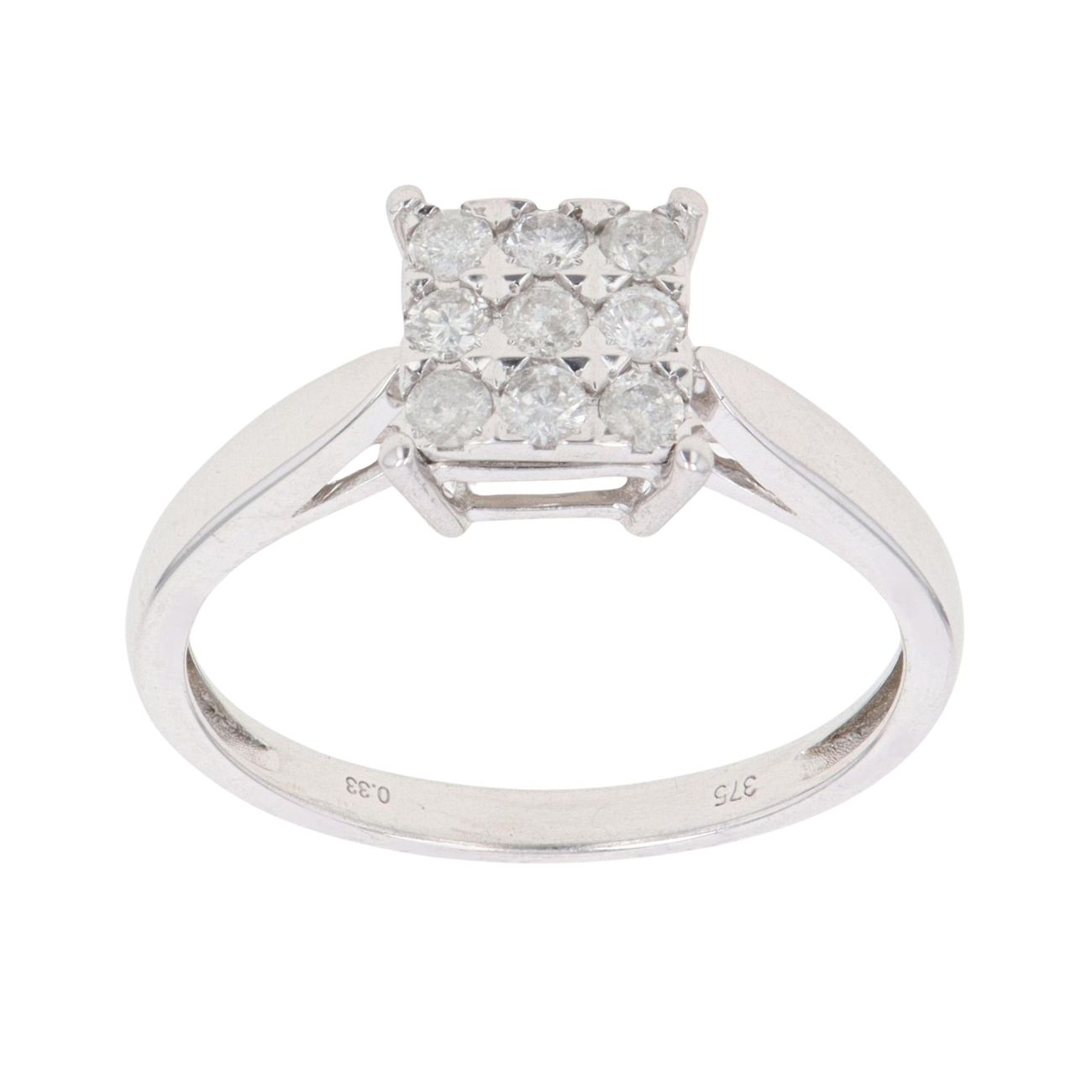 9ct White Gold 0.33ct Brilliant Cut Diamond Cluster Ring