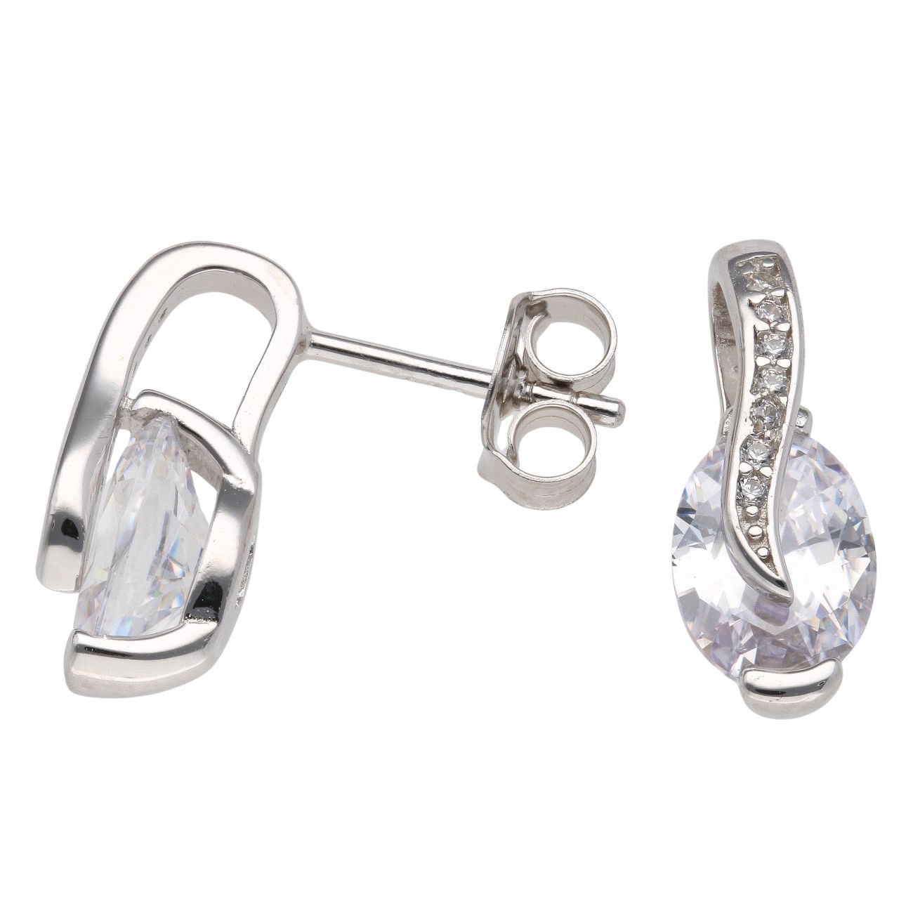Silver Cubic Zirconia Crossover Earrings