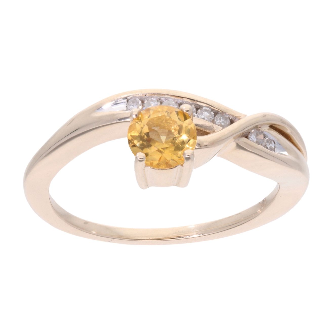 9ct Yellow Gold Created Citrine And Diamond Fancy Ring
