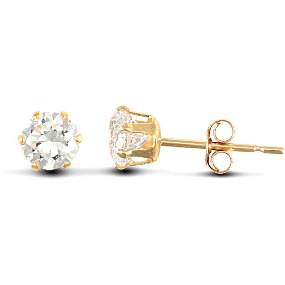 9ct Yellow Gold Cubic Zirconia Claw Set Studs