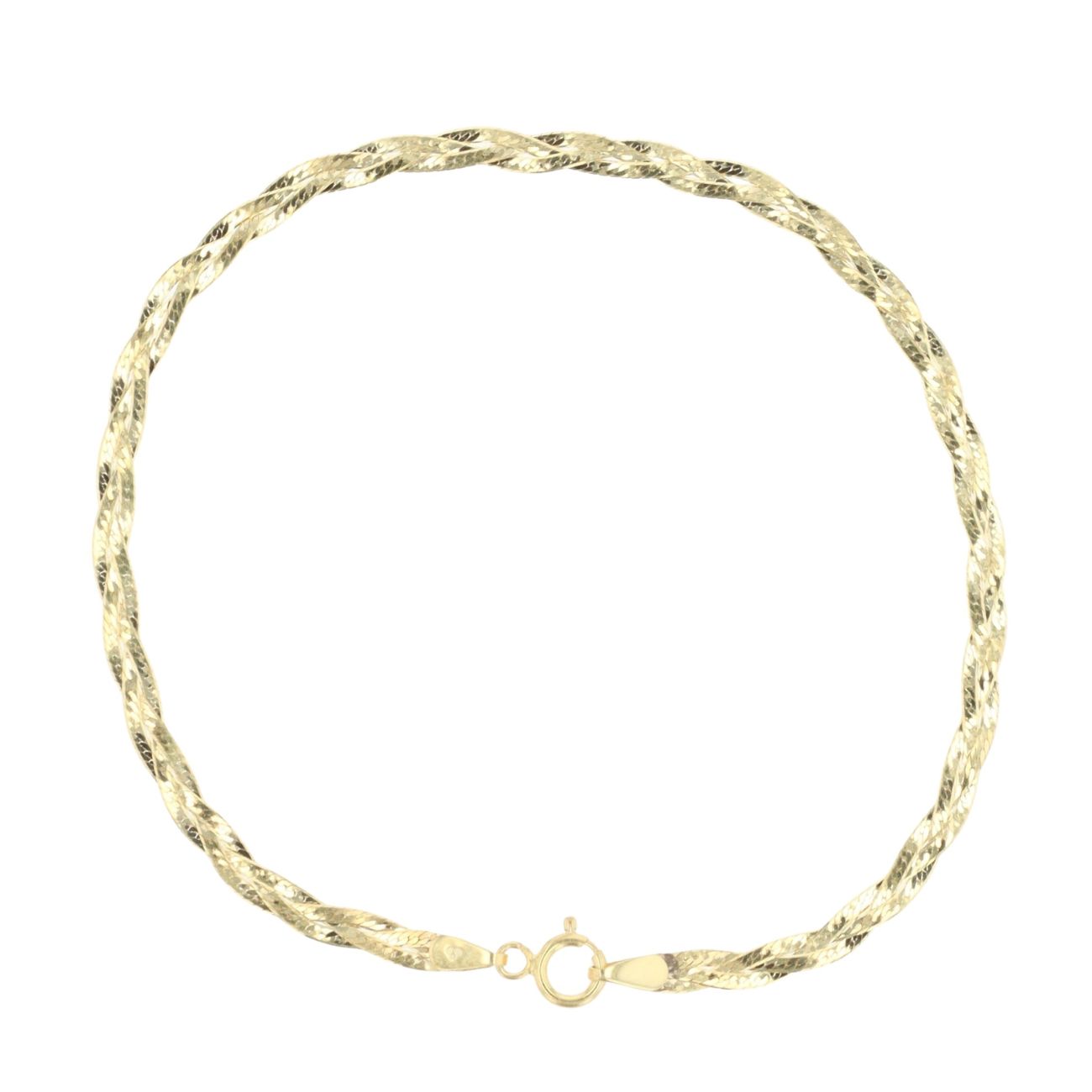 9ct Yellow Gold Plaited Herringbone Bracelet 7"