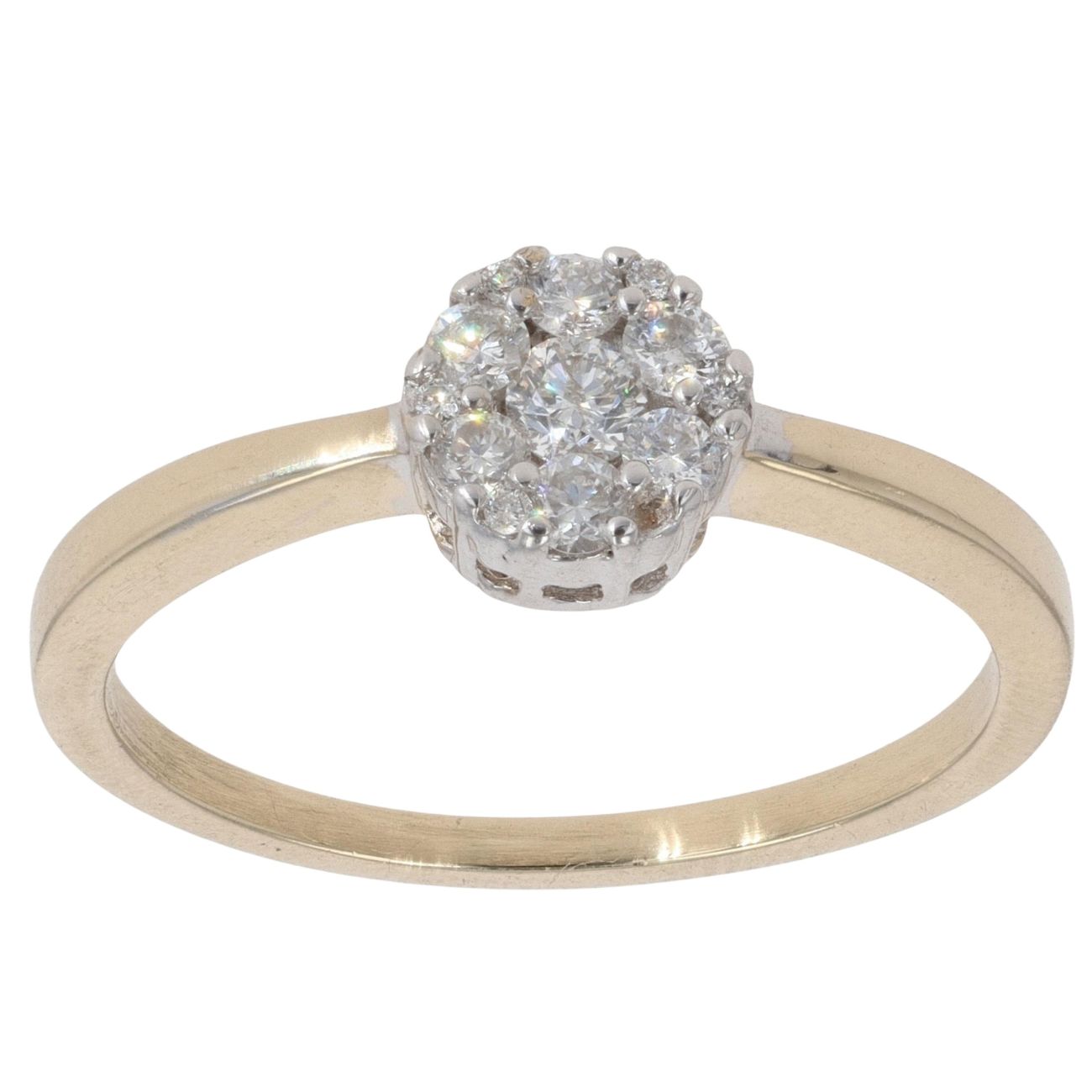 9ct Yellow Gold 0.30ct Brilliant Cut Diamond Cluster Ring