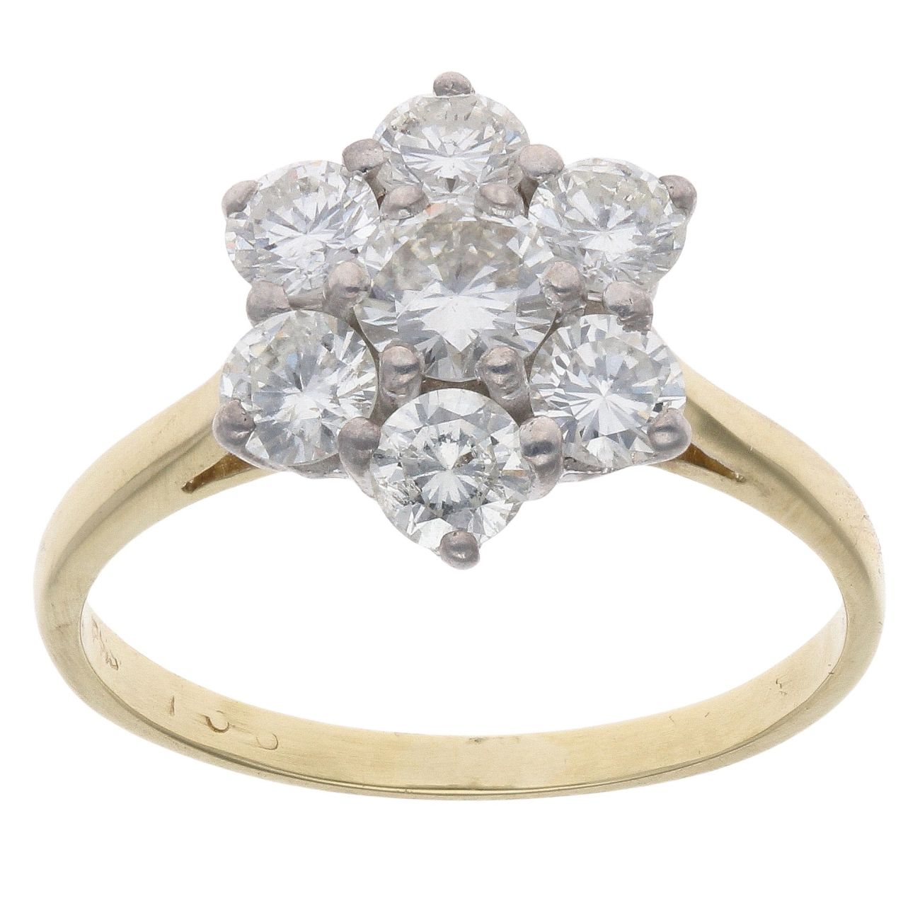 18ct Yellow Gold 1.35ct Brilliant Cut Diamond Cluster Ring