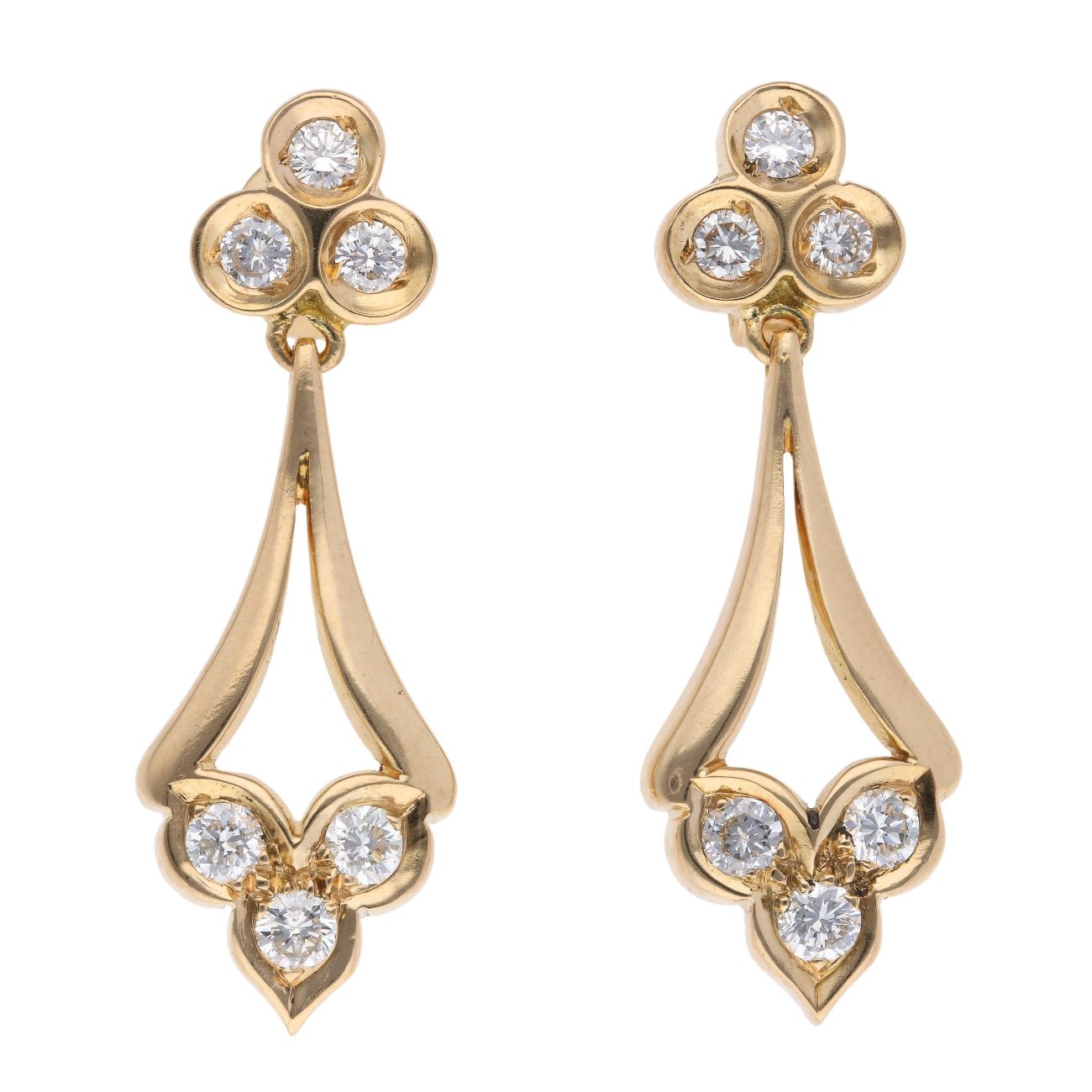 18ct Yellow Gold 0.65ct Diamond Drop Earrings