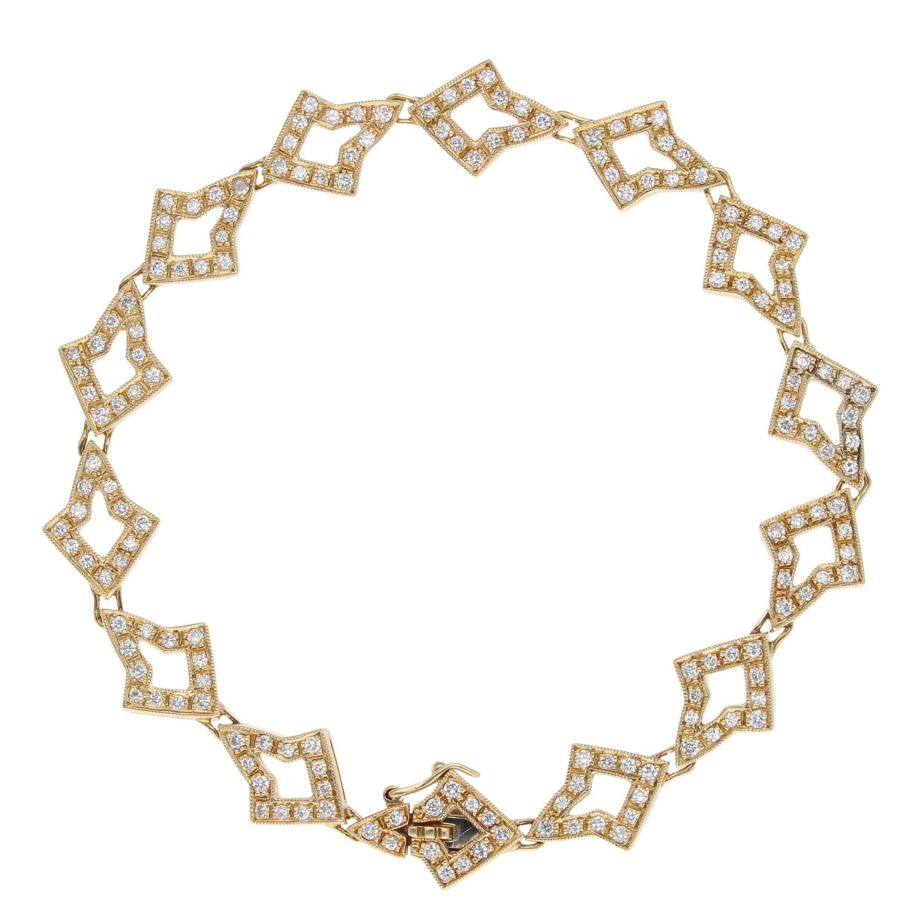 9ct Yellow Gold 1.75ct Brilliant Cut Diamond Bracelet 7"