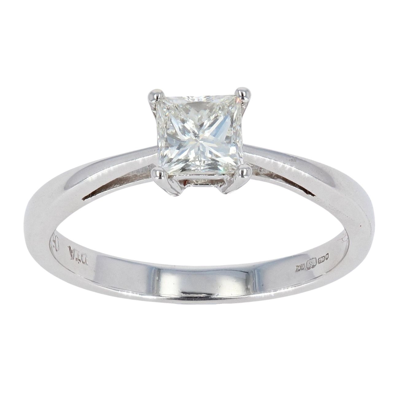 18ct White Gold Princess Cut 0.50ct Diamond Solitaire Ring