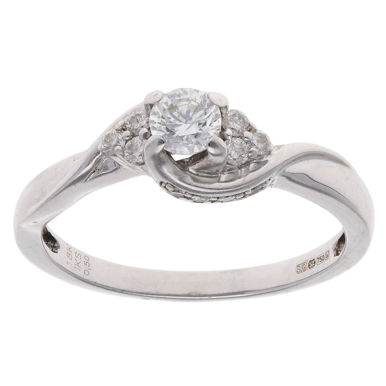 18ct White Gold 0.50ct Brilliant Cut Diamond Solitaire Ring