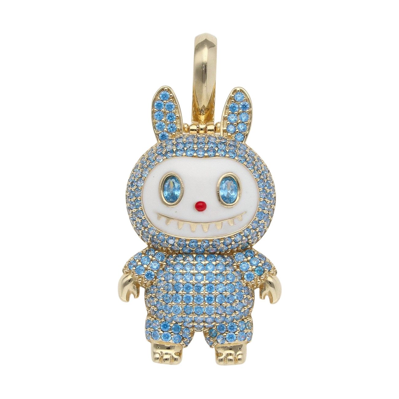 14ct Yellow Gold Light Blue Gemstone Bunny Pendant