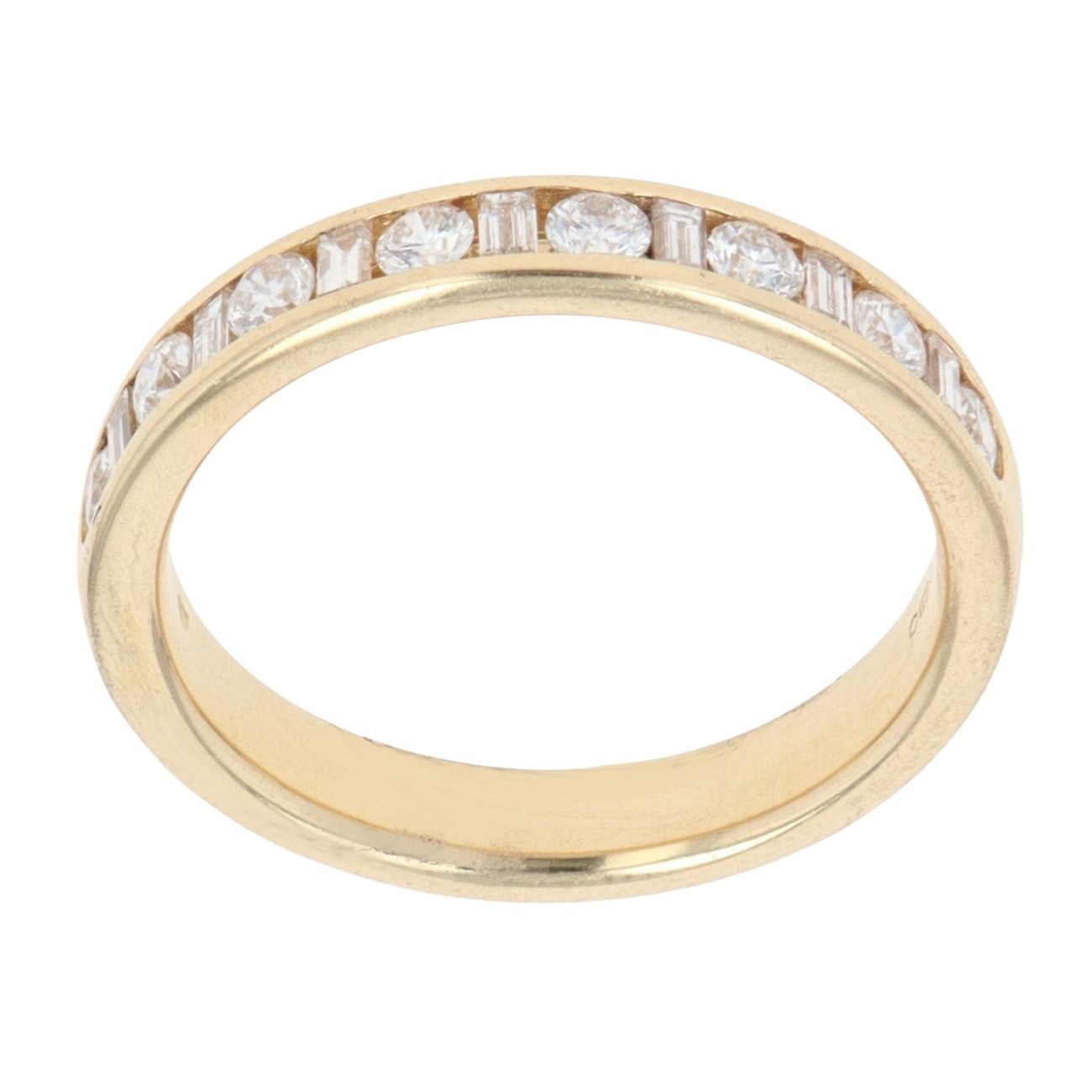 18ct Yellow Gold 0.40ct Brilliant And Baguette Cut Diamond Half Eternity Ring