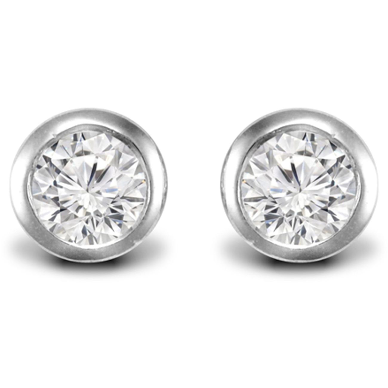 18 Carat White Gold 35pts Rubover Earrings