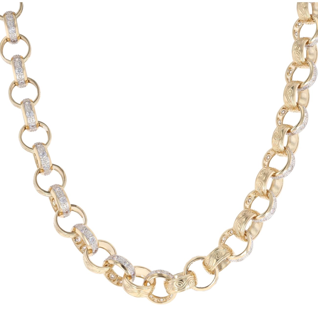 9ct Yellow Gold Cubic Zirconia Belcher Chain 24"