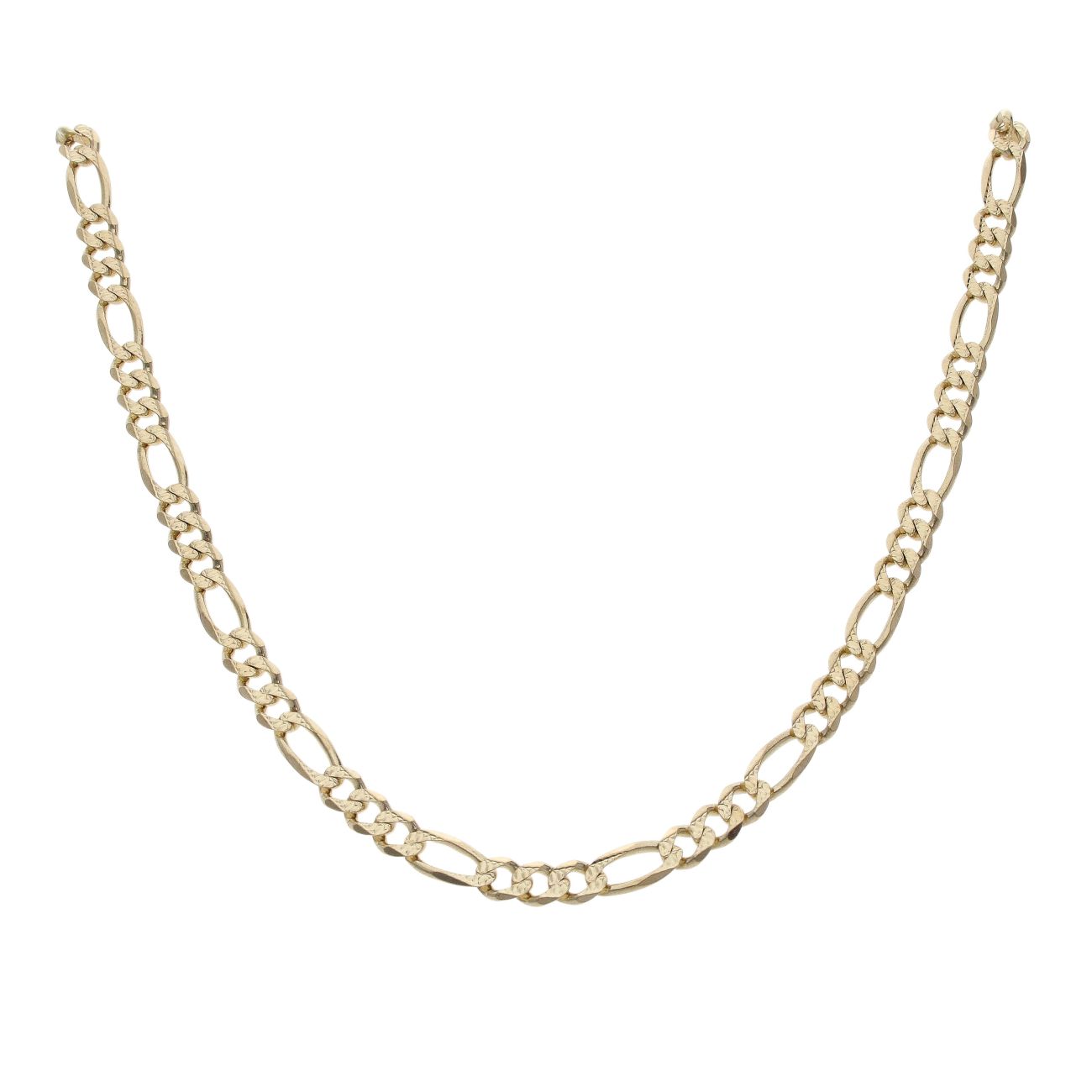 9ct Yellow Gold Diamond Cut Figaro Chain 18"