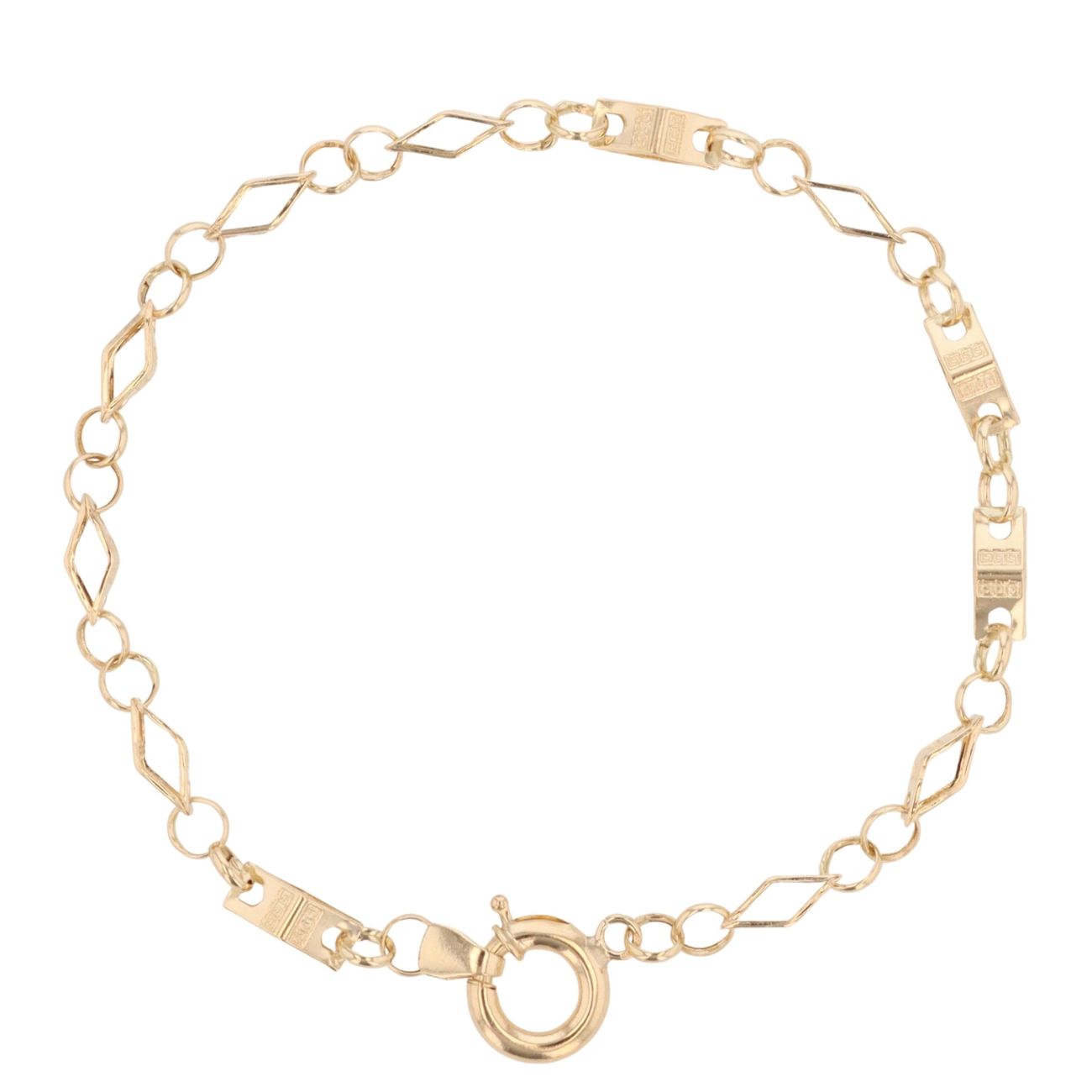 14ct Yellow Gold Greek Key Fancy Bracelet 9"