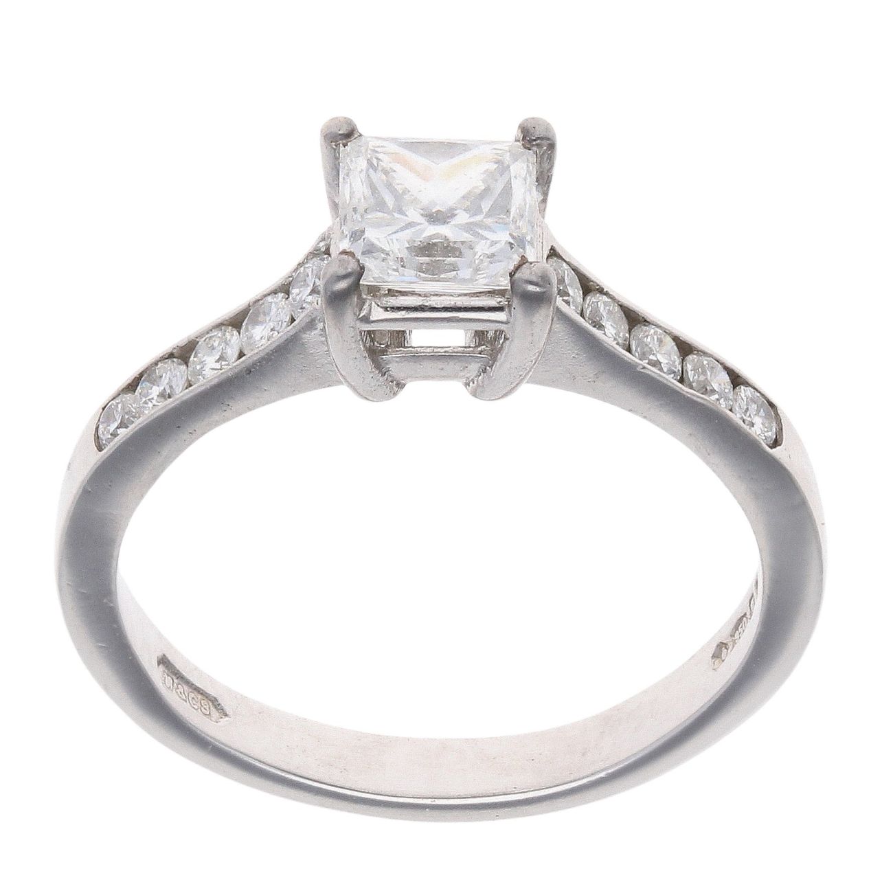 Platinum 0.70ct Princess Cut Diamond Solitaire Ring