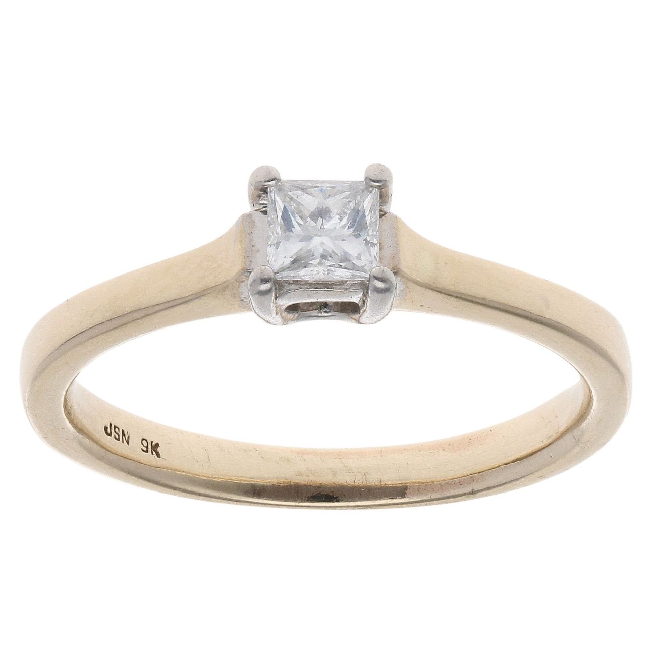9ct Yellow Gold 0.20ct Princess Cut Diamond Solitaire Ring