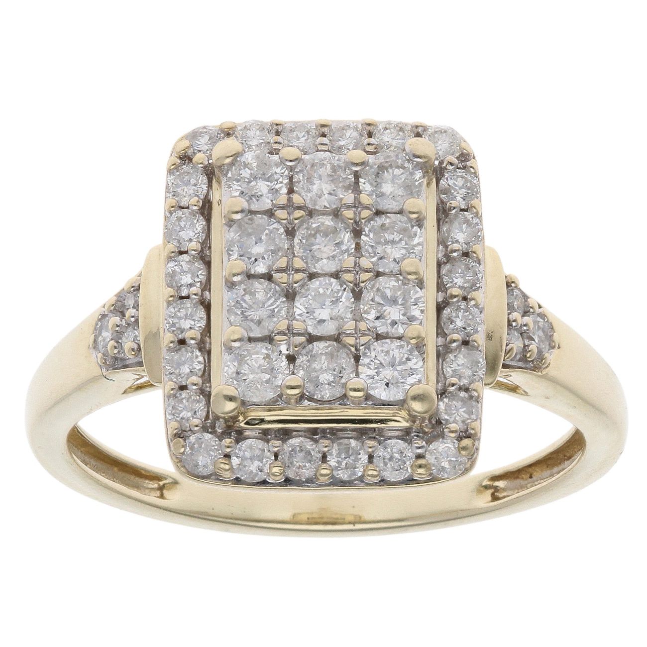 9ct Yellow Gold 0.90ct Brilliant Cut Diamond Cluster Ring