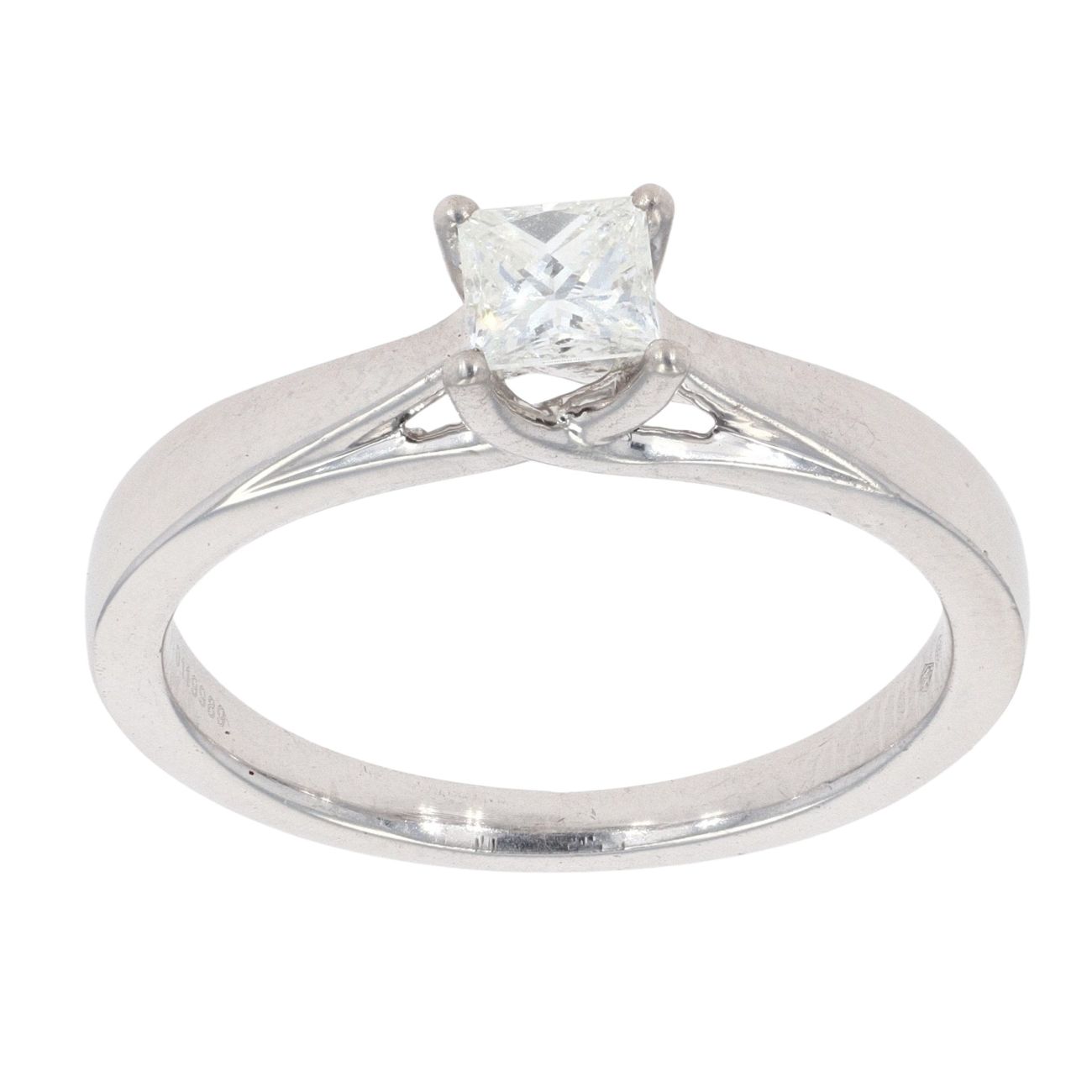 Platinum 0.40ct Princess Cut Diamond Solitaire Ring