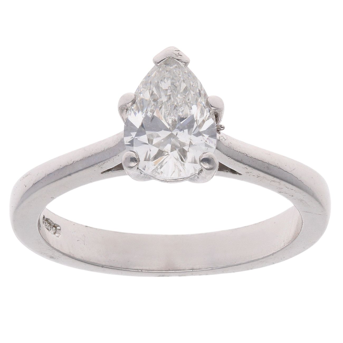 Platinum 1.25ct Pear Cut Diamond Solitaire Ring