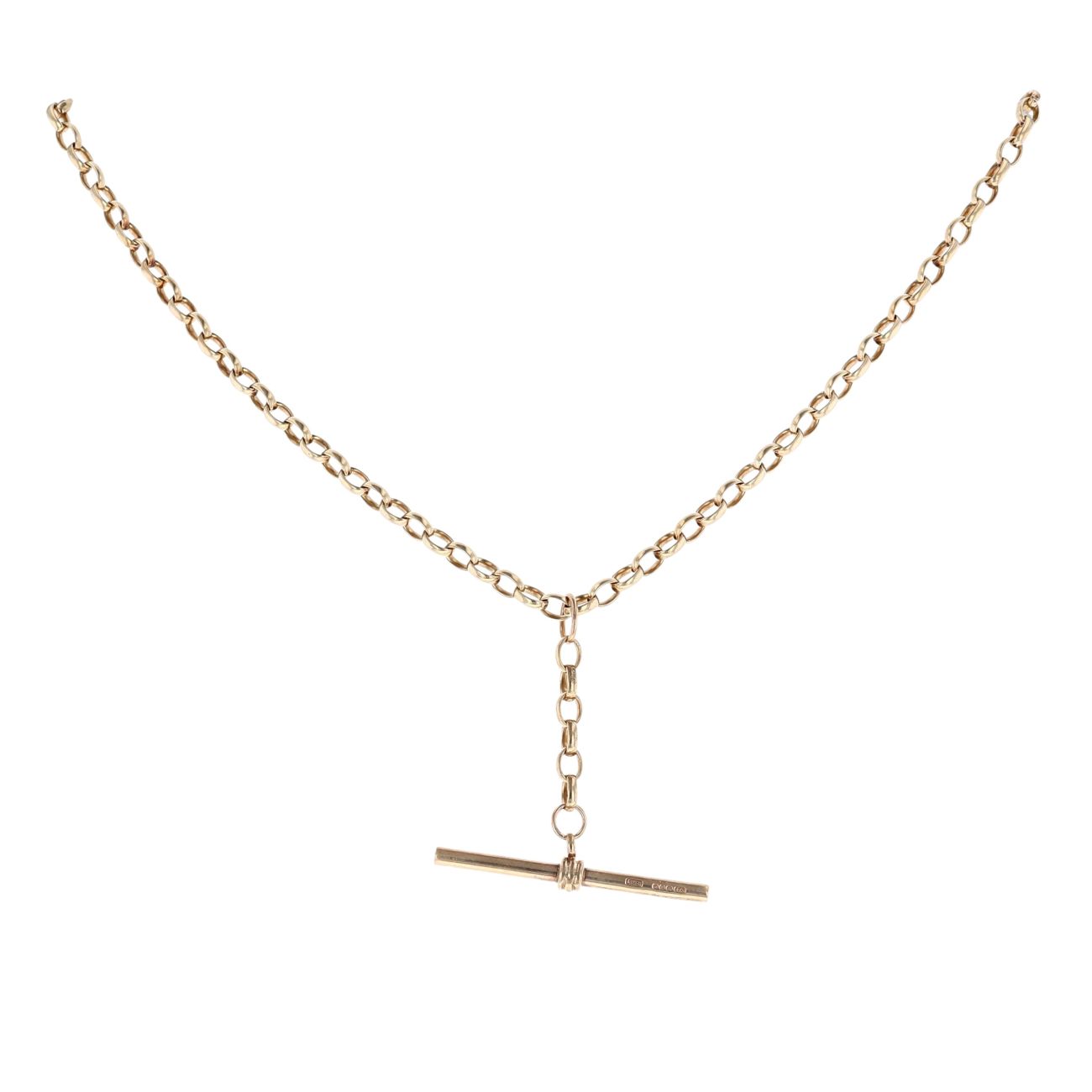 9ct Yellow Gold Belcher T Bar Chain 18"