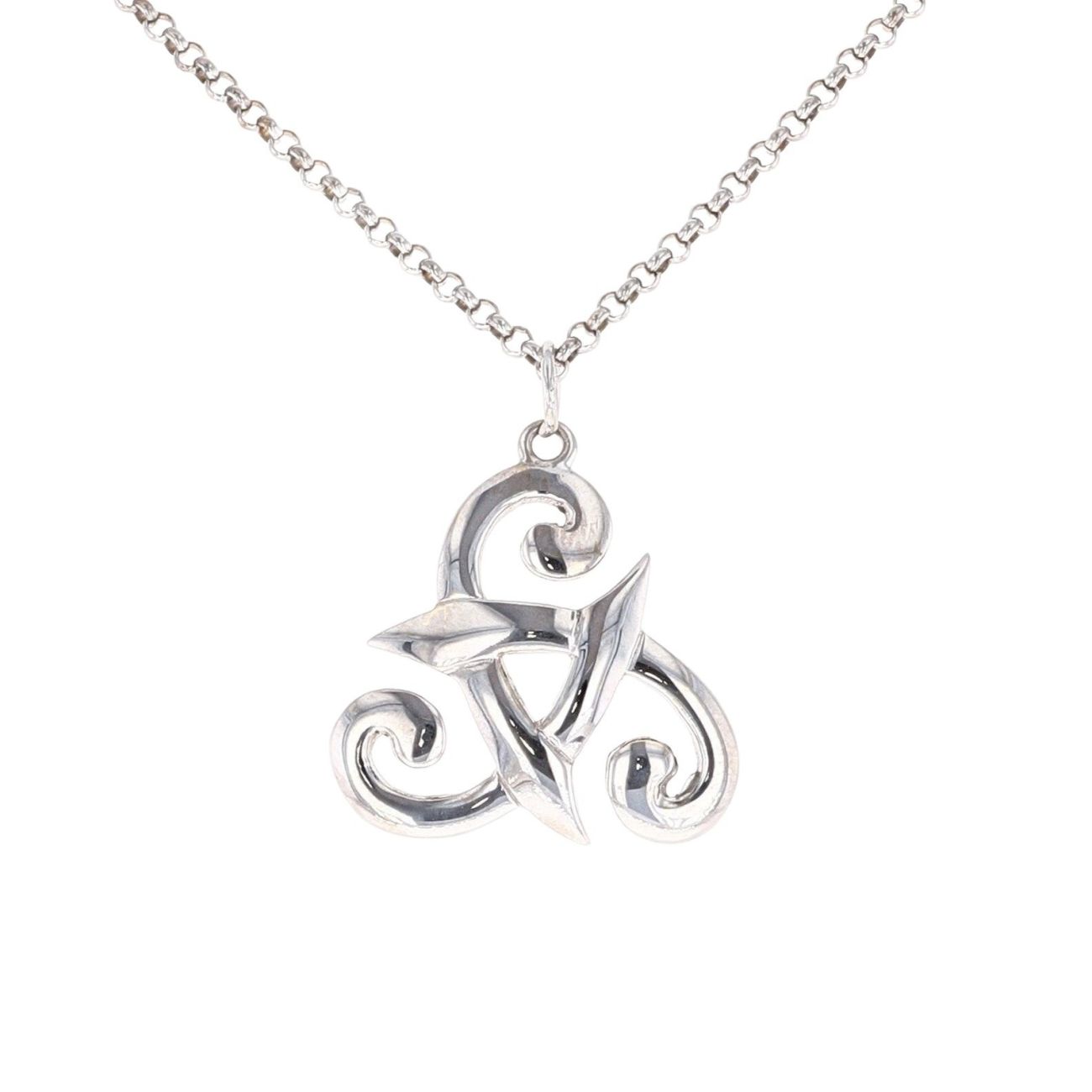 9ct White Gold Tribal Pendant and Chain 20"