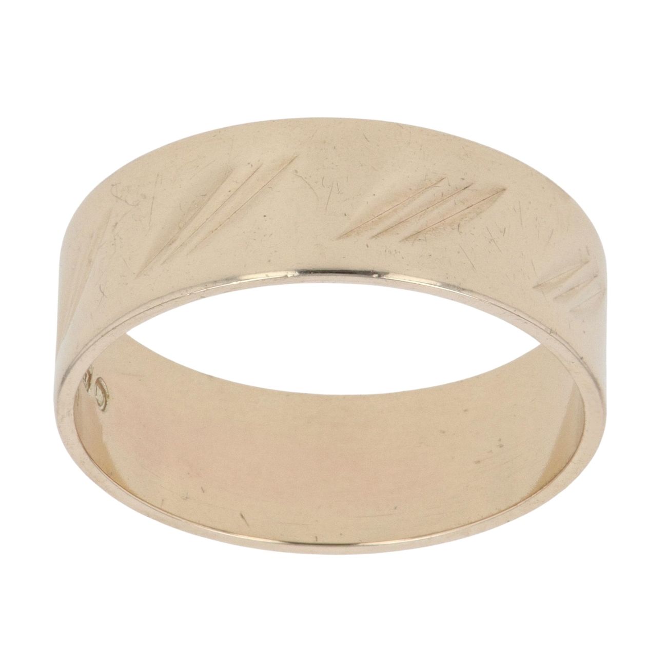 9ct Yellow Gold Patterned Wedding Band 6.5mm
