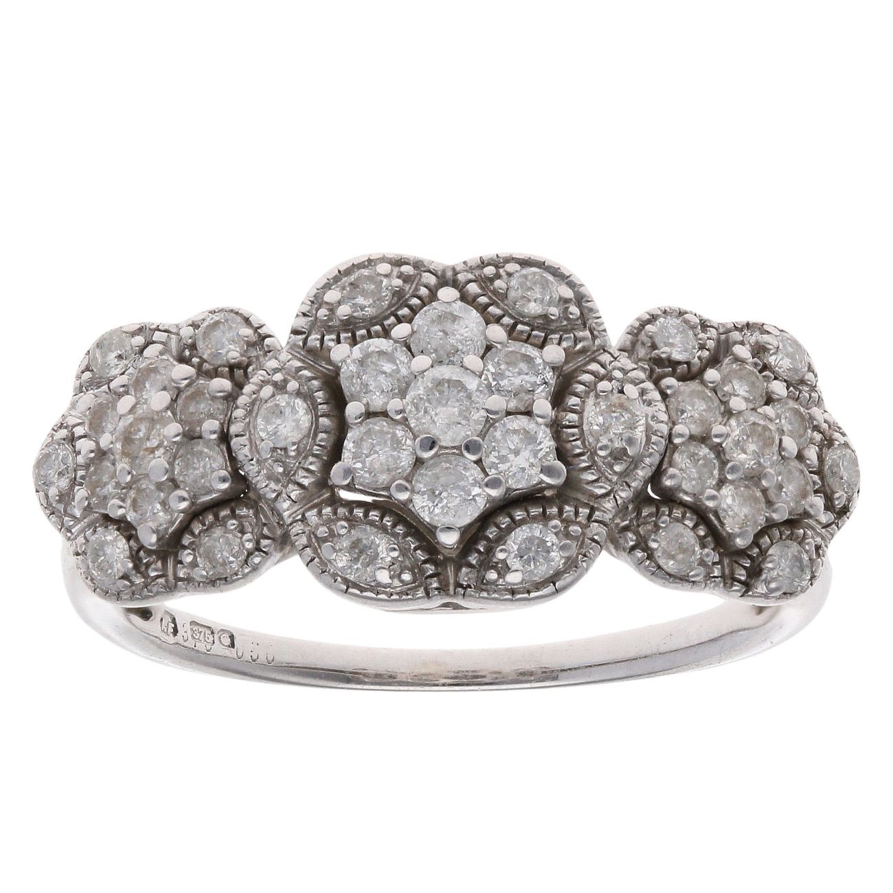 9ct White Gold 0.50ct Brilliant Cut Diamond Cluster Ring