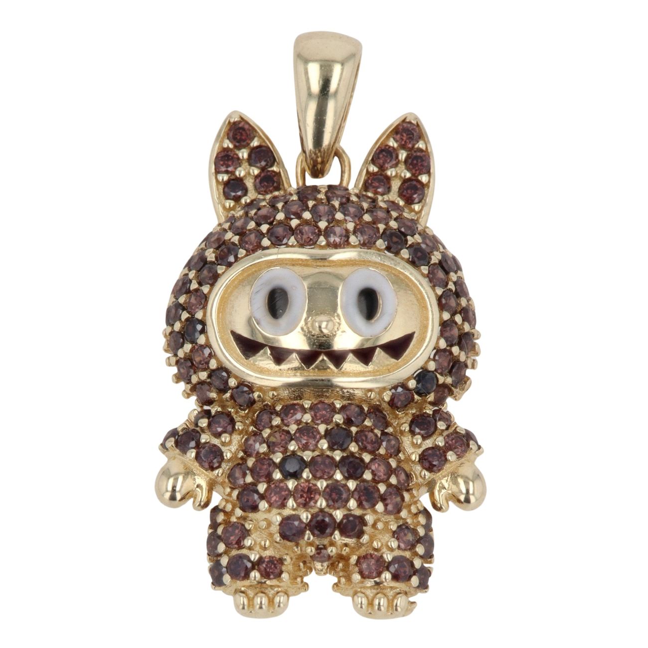 14ct Yellow Gold Brown Gemstone Bunny Pendant