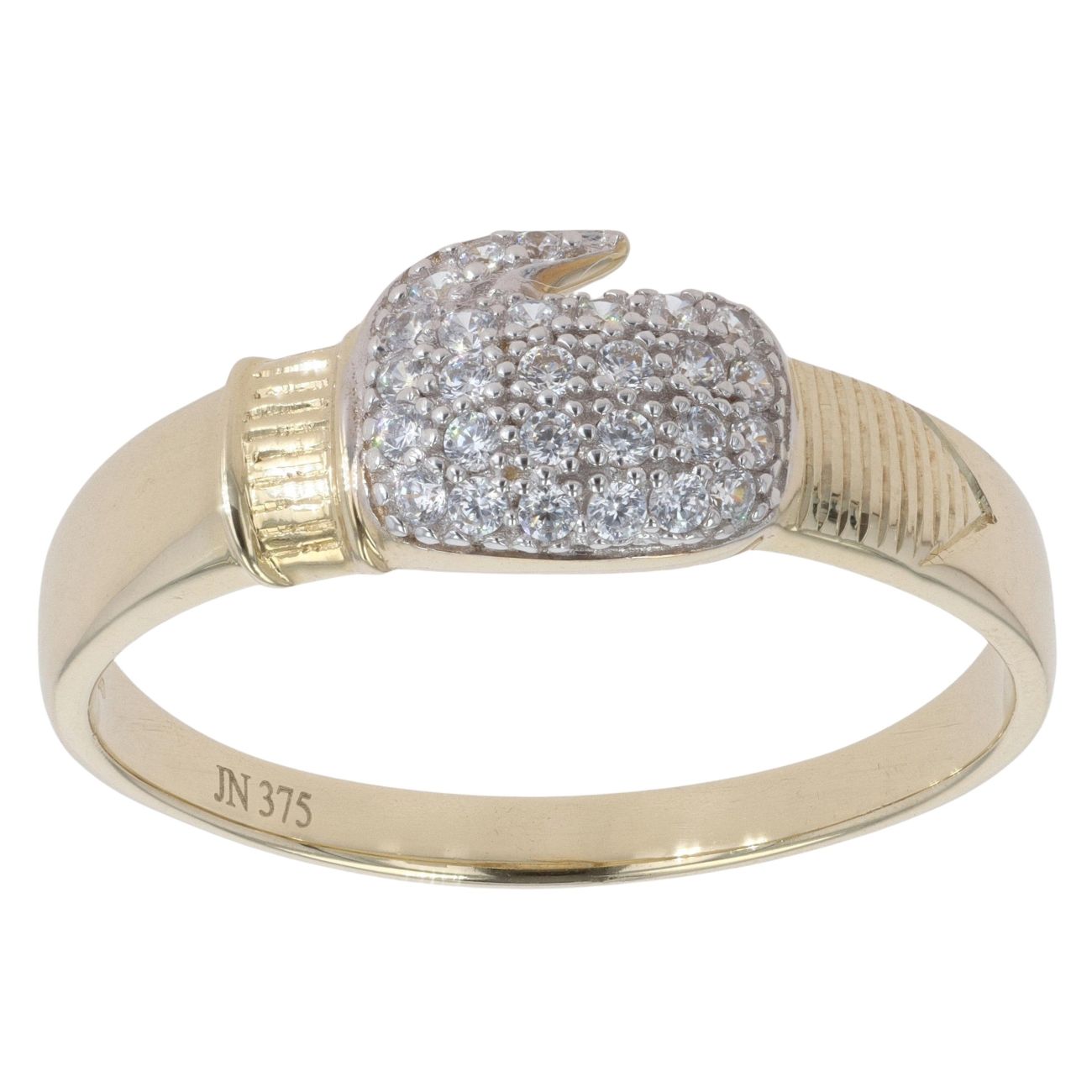 9ct Yellow Gold Cubic Zirconia Boxing Glove Ring