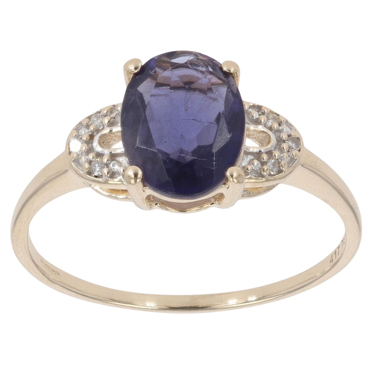 9ct Yellow Gold 0.05ct Diamond and Amethyst Ring